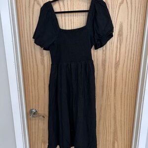Madewell Black Smocked Midi Dress